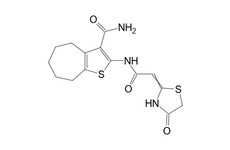 2-(2-[4-oxothiazolidin-2-ylidene]acetamido)-5,6,7,8-tetrahydro-4H-cyclohepta[b]thiophene-3-carboxamide