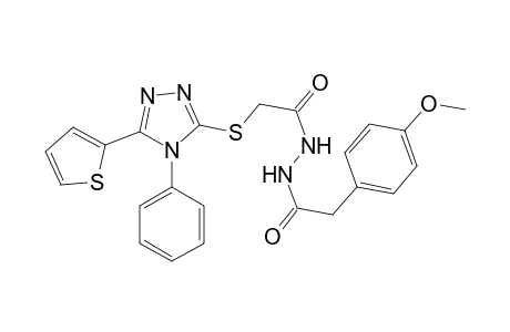 2-(4-Methoxyphenyl)-N'-[1-oxo-2-[(4-phenyl-5-thiophen-2-yl-1,2,4-triazol-3-yl)thio]ethyl]acetohydrazide