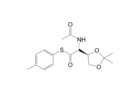 S-(4"-Methylphenyl) (2'R,4S)-2'-(acetylamino]-2'-(2,2-dimethyl-1,3-dioxolan-4-yl)ethanethioate