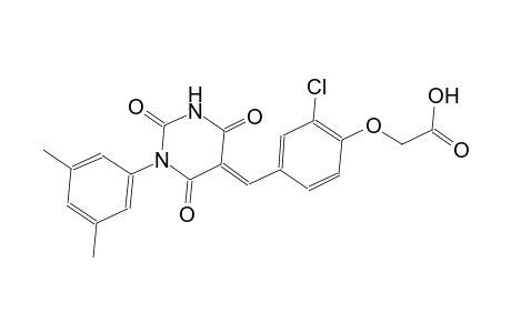 {2-chloro-4-[(E)-(1-(3,5-dimethylphenyl)-2,4,6-trioxotetrahydro-5(2H)-pyrimidinylidene)methyl]phenoxy}acetic acid