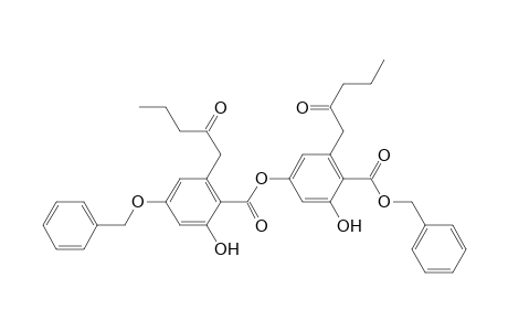Benzoic acid, 2-hydroxy-4-[[2-hydroxy-6-(2-oxopentyl)-4-(phenylmethoxy)benzoyl]oxy]-6-(2-oxopentyl)-, phenylmethyl ester