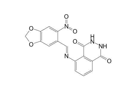 5-([(E)-(6-Nitro-1,3-benzodioxol-5-yl)methylidene]amino)-2,3-dihydro-1,4-phthalazinedione