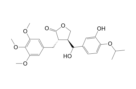 trans-2-(3,4,5-Trimethoxybenzyl)-3-(.alpha.,3-dihydroxy-4-isopropyloxybenzyl)butanolide