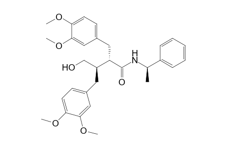 (2S,3R,.alpha.R)-N-(.alpha.-phenylethyl)-2,3-bis(3,4-dimethoxybenzyl)-4-hydroxybutanamide