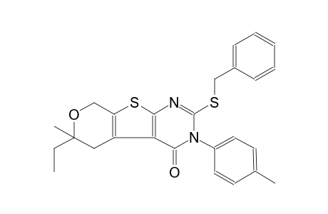 2-(benzylsulfanyl)-6-ethyl-6-methyl-3-(4-methylphenyl)-3,5,6,8-tetrahydro-4H-pyrano[4',3':4,5]thieno[2,3-d]pyrimidin-4-one