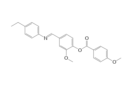 4-[N-(p-ethylphenyl)formimidoyl]-2-methoxyphenol, p-anisate (ester)