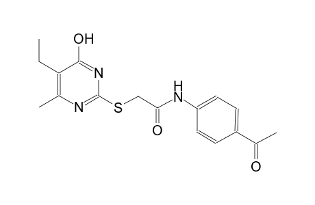 N-(4-acetylphenyl)-2-[(5-ethyl-4-hydroxy-6-methyl-2-pyrimidinyl)sulfanyl]acetamide