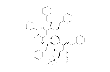 TERT.-BUTYLDIMETHYLSILYL-(METHYL-2,3,4-TRI-O-BENZYL-ALPHA-L-IDOPYRANOSIDURONATE)-(1->4)-2-AZIDO-3,6-DI-O-BENZYL-2-DEOXY-BETA-D-GLUCOPYRANOSIDE