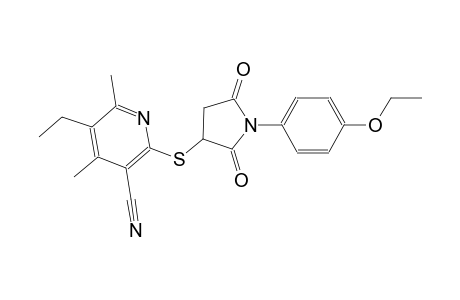2-{[1-(4-ethoxyphenyl)-2,5-dioxo-3-pyrrolidinyl]sulfanyl}-5-ethyl-4,6-dimethylnicotinonitrile