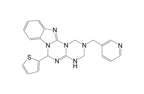 1H-[1,3,5]triazino[1',2':3,4][1,3,5]triazino[1,2-a]benzimidazole, 2,3,4,6-tetrahydro-2-(3-pyridinylmethyl)-6-(2-thienyl)-