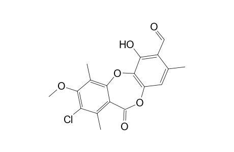 11H-Dibenzo[b,e][1,4]dioxepin-7-carboxaldehyde, 2-chloro-6-hydroxy-3-methoxy-1,4,8-trimethyl-11-oxo-