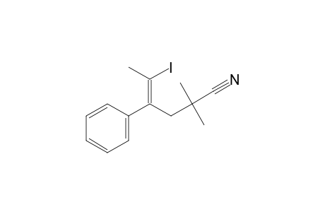 (E)-5-iodo-2,2-dimethyl-4-phenylhex-4-enenitrile