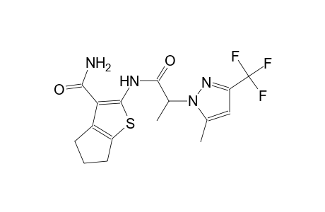 2-({2-[5-methyl-3-(trifluoromethyl)-1H-pyrazol-1-yl]propanoyl}amino)-5,6-dihydro-4H-cyclopenta[b]thiophene-3-carboxamide