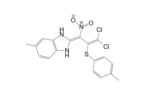 (2Z)-2-{3,3-dichloro-2-[(4-methylphenyl)sulfanyl]-1-nitro-2-propenylidene}-5-methyl-2,3-dihydro-1H-benzimidazole