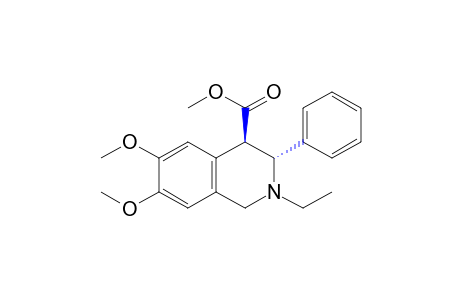 trans-6,7-dimethoxy-2-ethyl-3-phenyl-1,2,3,4-tetrahydro-4-isoquinolinecarboxylic acid, methyl ester