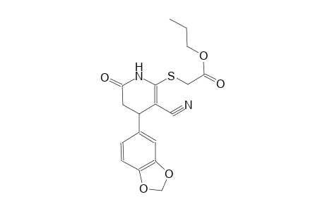 acetic acid, [[4-(1,3-benzodioxol-5-yl)-3-cyano-1,4,5,6-tetrahydro-6-oxo-2-pyridinyl]thio]-, propyl ester