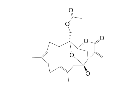 DURUMHEMIKETALOLIDE_C;(1-R*,3-R*,4-R*,14-S*,7-E,11-E)-18-ACETOXY-14-HYDROXY-4,14-EPOXYCEMBRA-7,11,15-(17)-TRIEN-16,3-OLIDE