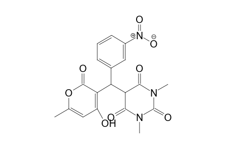 5-[(4-Hydroxy-6-methyl-2-oxo-2H-pyran-3-yl)(3-nitrophenyl)methyl]-1,3-dimethylpyrimidine-2,4,6(1H,3H,5H)-trione