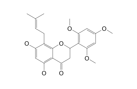 HETEROFLAVANONE-C;8-GAMMA,GAMMA-DIMETHYLALLYL-5,7-DIHYDROXY-2',4',6'-TRIMETHOXYFLAVANONE