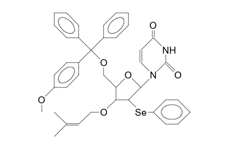 1-(5-O-<4-Monomethoxy-trityl>-3-O-<3-methyl-2-butenyl>-2-deoxy-2-phenylseleno-B-D-xylofuranosyl)-uracil