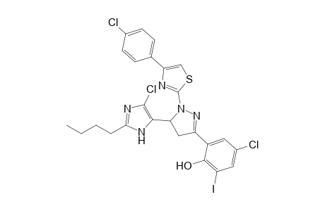 1-(4-(4'-chlorophenyl)-2-thiazolyl)-3-(5-chloro-2-hydroxy-3-iodophenyl)-5-(2-butyl-4-chloro-1H-imidazol-5yl)-2-pyrazoline