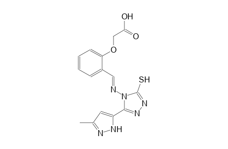 [2-((E)-{[3-(3-methyl-1H-pyrazol-5-yl)-5-sulfanyl-4H-1,2,4-triazol-4-yl]imino}methyl)phenoxy]acetic acid