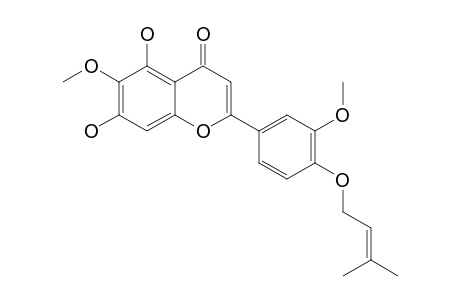 AMYRISIN_C;5,7-DIHYDROXY-6-METHOXY-2-(3-METHOXY-4-((3-METHYLBUT-2-EN-1-YL)-OXY)-PHENYL)-4-H-CHROMEN-4-ONE