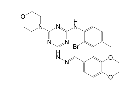 benzaldehyde, 3,4-dimethoxy-, [4-[(2-bromo-4-methylphenyl)amino]-6-(4-morpholinyl)-1,3,5-triazin-2-yl]hydrazone