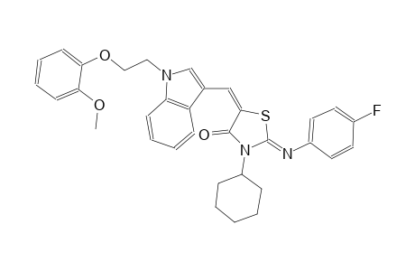 (2Z,5E)-3-cyclohexyl-2-[(4-fluorophenyl)imino]-5-({1-[2-(2-methoxyphenoxy)ethyl]-1H-indol-3-yl}methylene)-1,3-thiazolidin-4-one