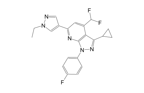 1H-pyrazolo[3,4-b]pyridine, 3-cyclopropyl-4-(difluoromethyl)-6-(1-ethyl-1H-pyrazol-4-yl)-1-(4-fluorophenyl)-