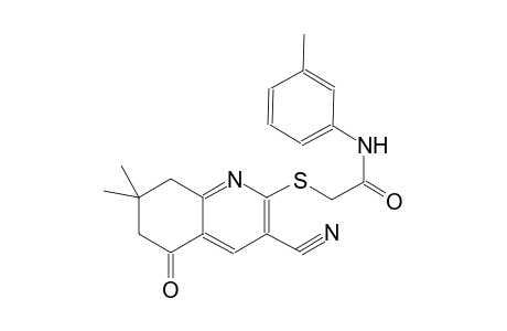 2-[(3-cyano-7,7-dimethyl-5-oxo-5,6,7,8-tetrahydro-2-quinolinyl)sulfanyl]-N-(3-methylphenyl)acetamide