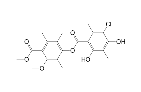 Benzoic acid, 3-chloro-4,6-dihydroxy-2,5-dimethyl-, 3-methoxy-4-(methoxycarbonyl)-2,5,6-trimethylphenyl ester