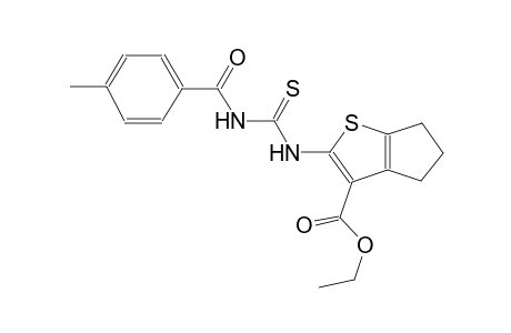 4H-cyclopenta[b]thiophene-3-carboxylic acid, 5,6-dihydro-2-[[[(4-methylbenzoyl)amino]carbonothioyl]amino]-, ethyl ester