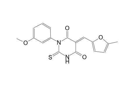 4,6(1H,5H)-pyrimidinedione, dihydro-1-(3-methoxyphenyl)-5-[(5-methyl-2-furanyl)methylene]-2-thioxo-, (5E)-