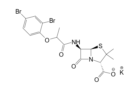 6-[2-(2,4-DIBROMOPHENOXY)PROPIONAMIDO]-3,3-DIMETHYL-7-OXO-4-THIA-1-AZABICYCLO[3.2.0]HEPTANE-2-CARBOXYLIC ACID, POTASSIUM SALT