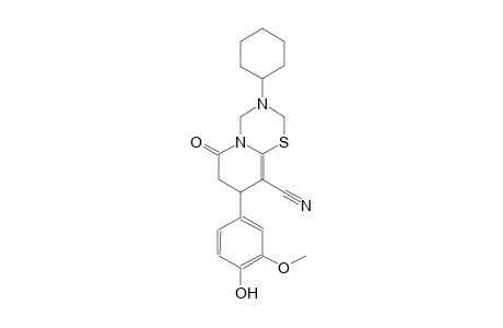 2H,6H-pyrido[2,1-b][1,3,5]thiadiazine-9-carbonitrile, 3-cyclohexyl-3,4,7,8-tetrahydro-8-(4-hydroxy-3-methoxyphenyl)-6-oxo-