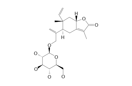 SARCAGLABOSIDE_C;5-ALPHA,8-BETA-H-ELEMAN-1,3,7-(11)-TRIEN-8-ALPHA,12-OLIDE-15-O-BETA-D-GLUCOPYRANOSIDE