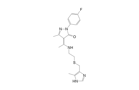 3H-pyrazol-3-one, 2-(4-fluorophenyl)-2,4-dihydro-5-methyl-4-[1-[[2-[[(5-methyl-1H-imidazol-4-yl)methyl]thio]ethyl]amino]ethylidene]-, (4Z)-