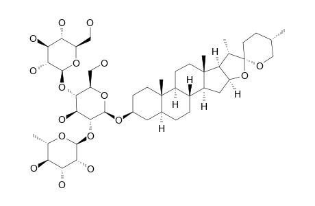 TIGOGENIN_3-O-ALPHA-L-RHAMNOPYRANOSYL-(1->2)-O-[BETA-D-GLUCOPYRANOSYL-(1->4)]-BETA-D-GLUCOPYRANOSIDE