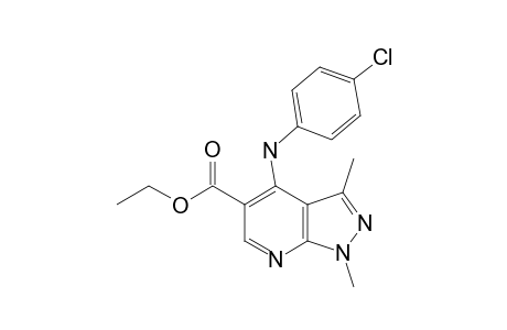 4-(CHLOROPHENYL)-AMINO-5-CARBOETHOXY-1,3-DIMETHYL-1H-PYRAZOLO-[3,4-B]-PYRIDINE