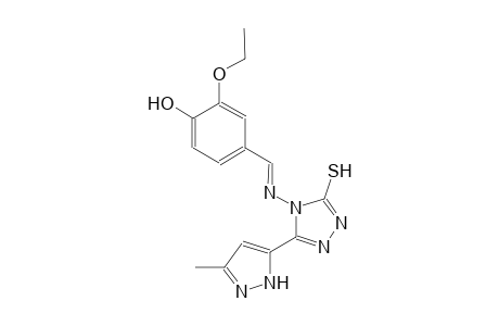2-ethoxy-4-((E)-{[3-(3-methyl-1H-pyrazol-5-yl)-5-sulfanyl-4H-1,2,4-triazol-4-yl]imino}methyl)phenol