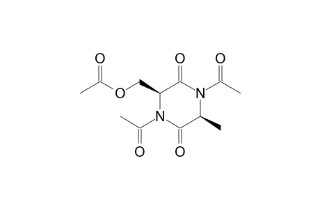 (3S,6S)-1,4-Diacetyl-3-(acetoxymethyl)-6-methylpiperazine-2,5-dione