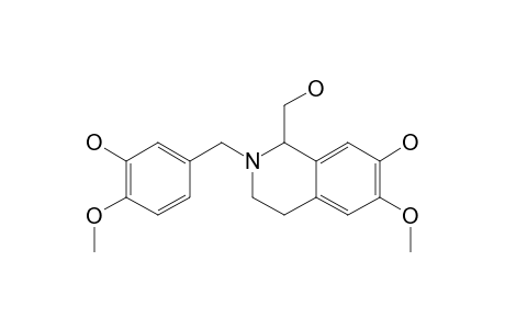 HETEROCARPINE;(+/-)-1-HYDROXYMETHYL-2-(3'-HYDROXY-4'-METHOXYBENZYL)-7-HYDROXY-6-METHOXY-1,2,3,4-TETRAHYDROISOQUINOLINE