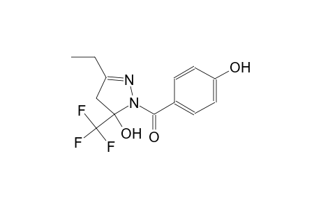 3-ethyl-1-(4-hydroxybenzoyl)-5-(trifluoromethyl)-4,5-dihydro-1H-pyrazol-5-ol