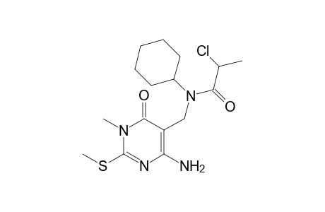 N-{[4-Amino-1-methyl-2-(methylthio)-6-oxo-1,6-dihydropyrimidin-5-yl]methyl}-2-chloro-N-cyclohexylpropanamide