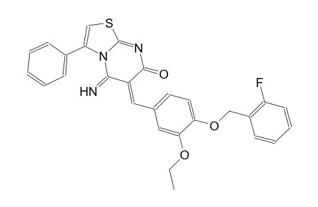 7H-thiazolo[3,2-a]pyrimidin-7-one, 6-[[3-ethoxy-4-[(2-fluorophenyl)methoxy]phenyl]methylene]-5,6-dihydro-5-imino-3-phenyl-, (6Z)-