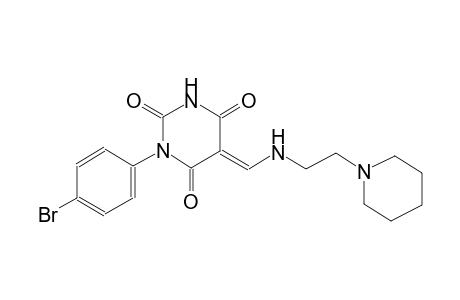 2,4,6(1H,3H,5H)-pyrimidinetrione, 1-(4-bromophenyl)-5-[[[2-(1-piperidinyl)ethyl]amino]methylene]-, (5E)-