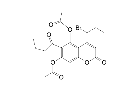 2H-1-Benzopyran-2-one, 5,7-bis(acetyloxy)-4-(1-bromopropyl)-6-(1-oxobutyl)-
