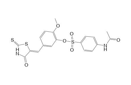 2-methoxy-5-[(Z)-(4-oxo-2-thioxo-1,3-thiazolidin-5-ylidene)methyl]phenyl 4-(acetylamino)benzenesulfonate