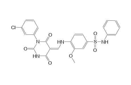 4-{[(Z)-(1-(3-chlorophenyl)-2,4,6-trioxotetrahydro-5(2H)-pyrimidinylidene)methyl]amino}-3-methoxy-N-phenylbenzenesulfonamide